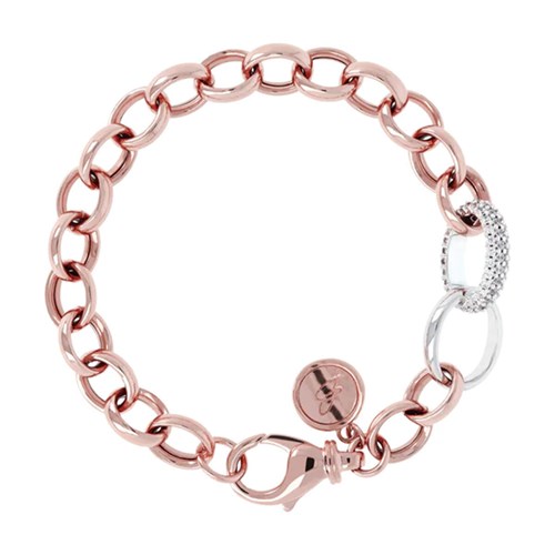 Bracciale a catena Bronzallure placcato in oro rosa con pietre bianche