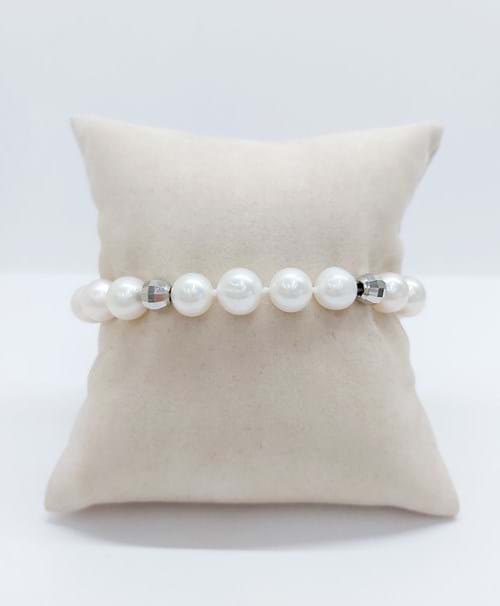 Bracciale di perle e sfere in argento