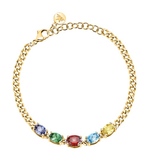 Bracciale in acciaio dorato Morellato con pietre colorate