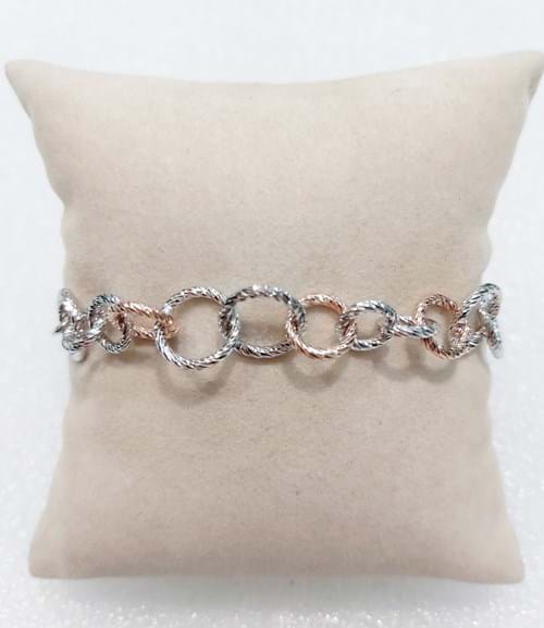 Bracciale in argento e argento rosé