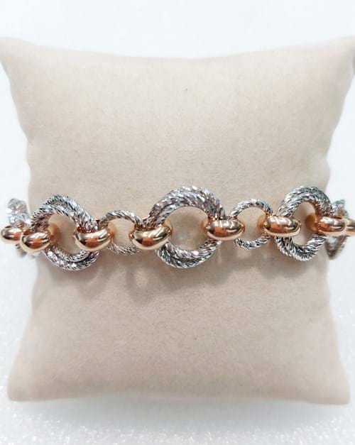 Bracciale in argento e argento rosè