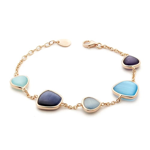 Bracciale in argento rosè Madì in argento rosè con pietre blu e azzurre della collezione Nuvole