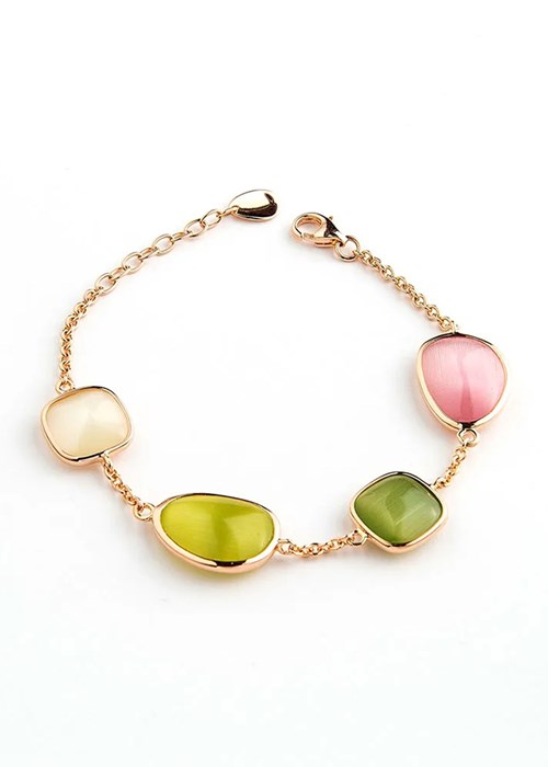 Bracciale Madì collezione GOCCE in argento rosè e pietre ovali colorate