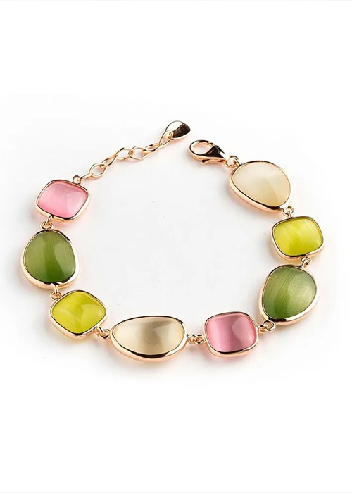 Bracciale Madi' della collezione GOCCE in argento rosé e pietre colorate a forma di goccia