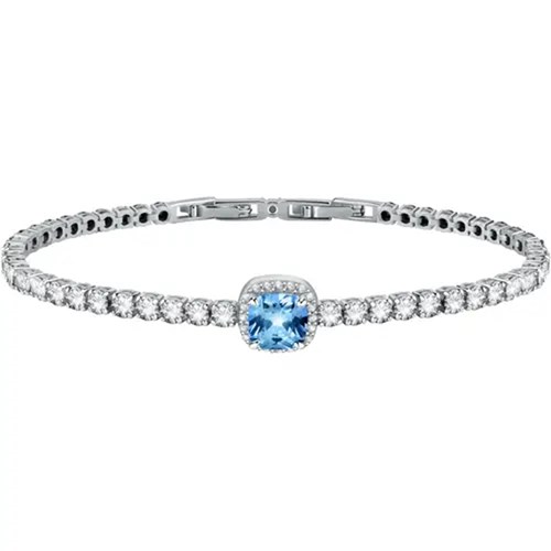 Bracciale tennis in argento Morellato con pietra quadrata azzurra