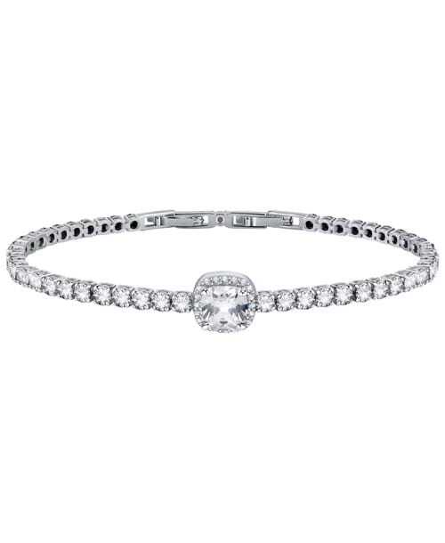 Bracciale tennis in argento Morellato con pietra quadrata bianca