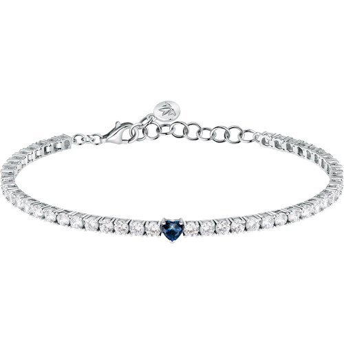 Bracciale tennis Morellato in argento con pietre bianche e pietra blu a forma di cuore