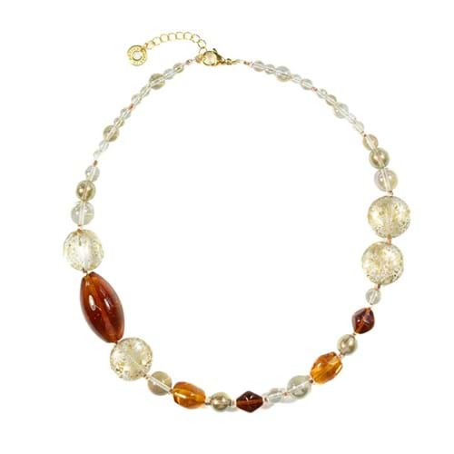 Collana girocollo Antica Murrina in acciaio dorato con pietre color ambra