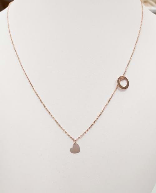 Collana in oro rosa con cuore in oro bianco e oro rosa