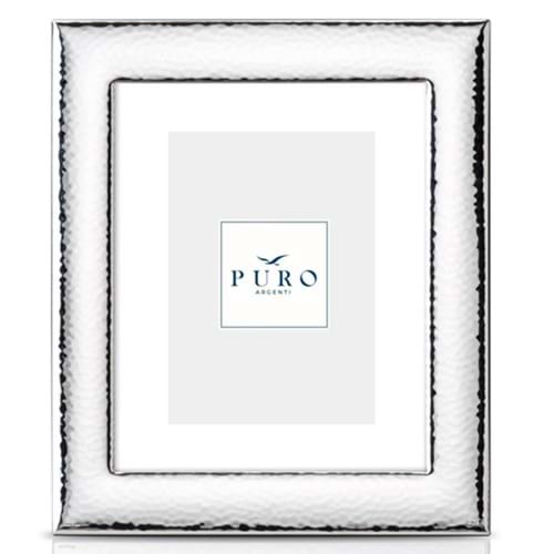 Cornice in argento a fascia stretta con lavorazione martellata