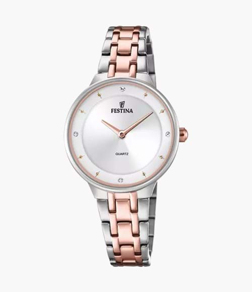 Orologio da donna in acciaio bicolore Festina con quadrante grigio