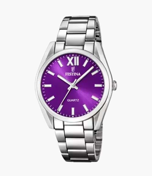 Orologio in acciaio Festina da donna con quadrante viola